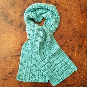 Puffs & Ladders Solid Turquoise Scarf Handmade